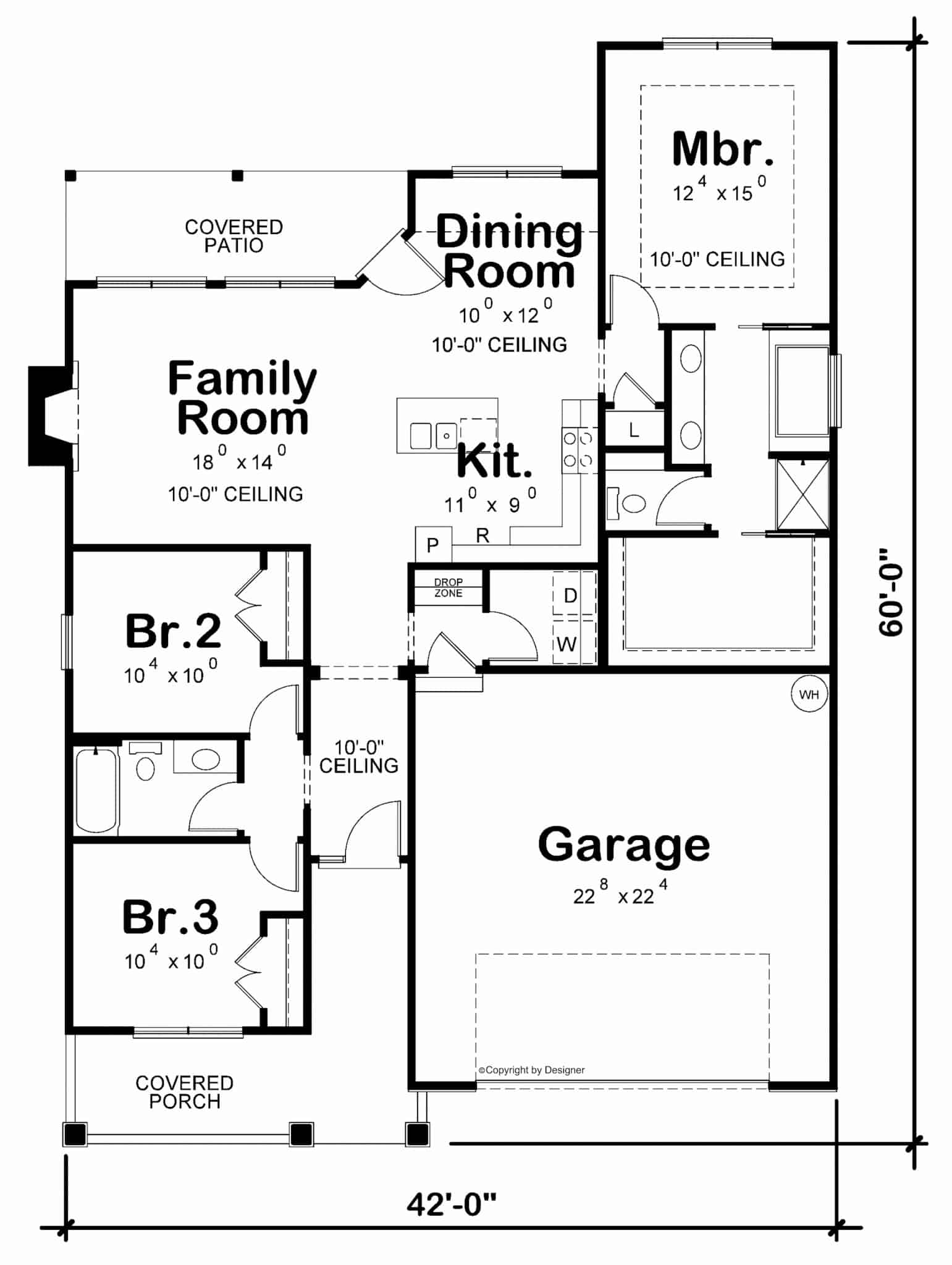 Main Level of Modern Farmhouse Plan #120-2784