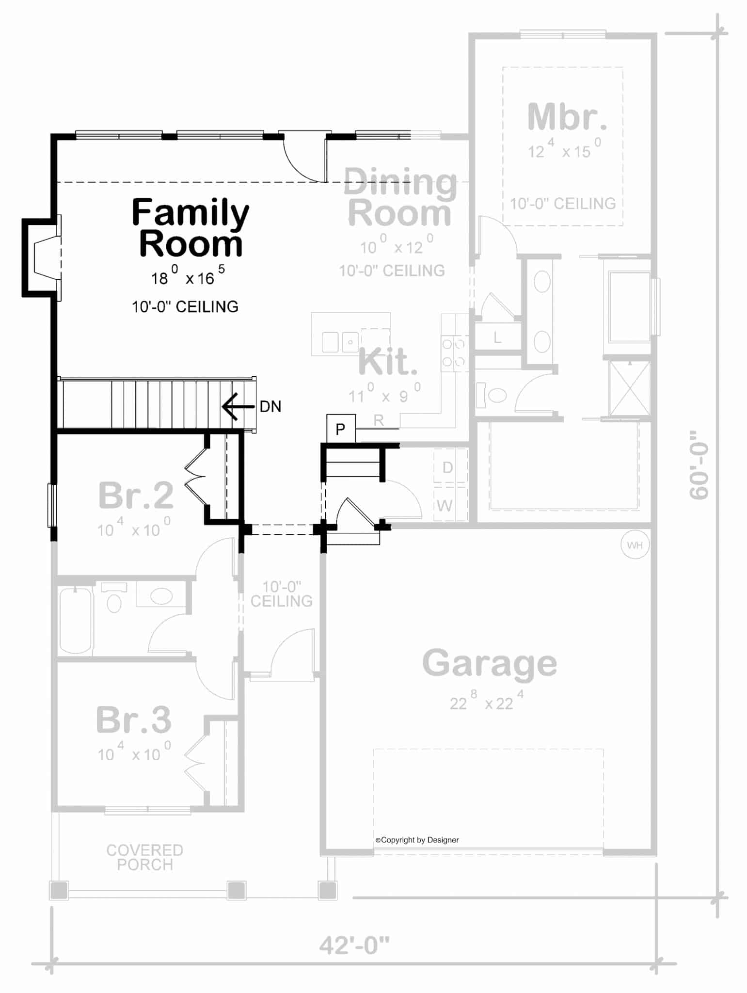 Main Level of Modern Farmhouse Plan #120-2784