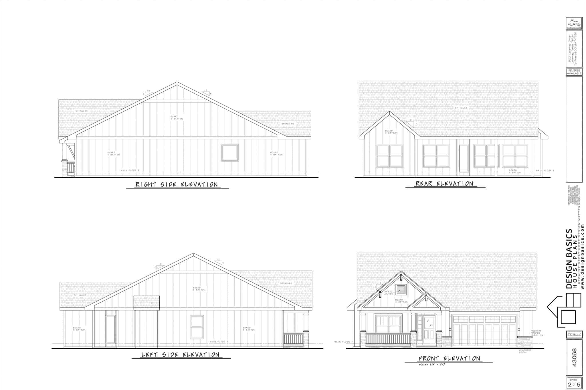Home Plan Elevations of this 3-Bedroom,1452 Sq Ft Plan -120-2784