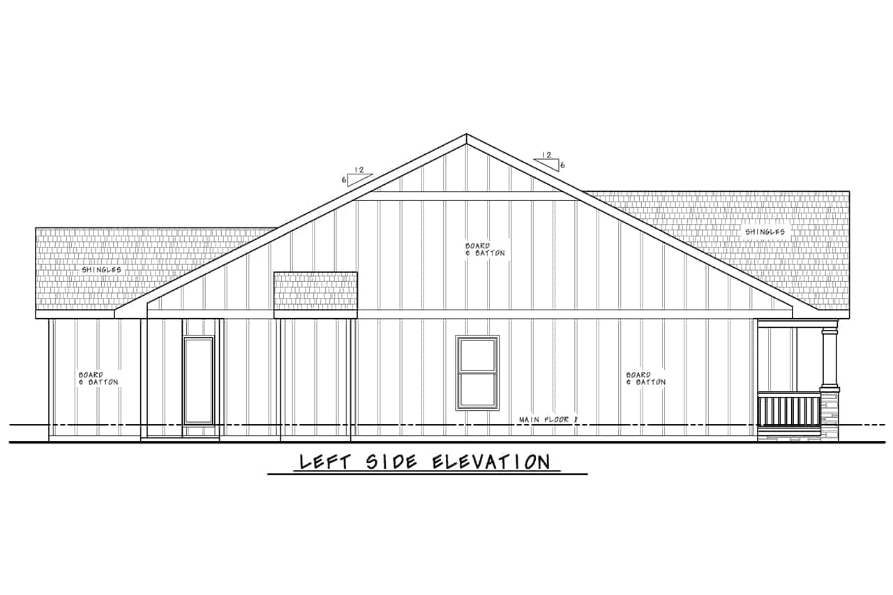 Home Plan Left Elevation of this 3-Bedroom,1452 Sq Ft Plan -120-2784
