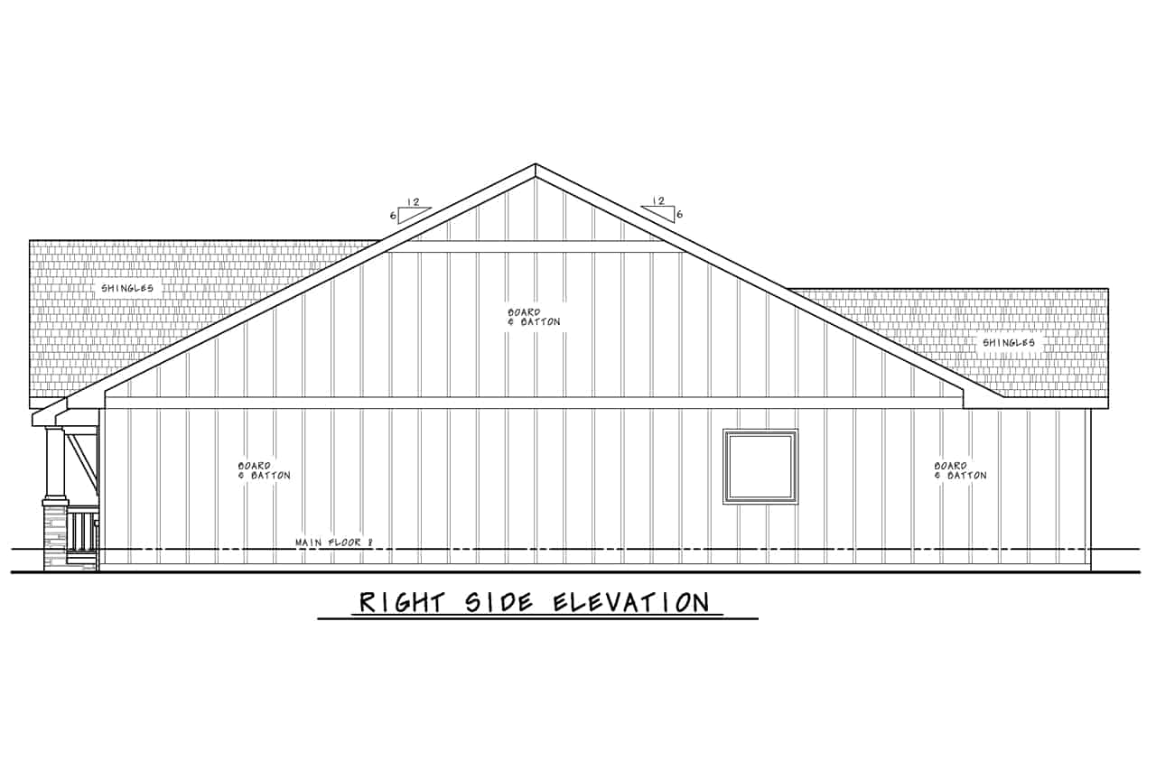 Home Plan Right Elevation of this 3-Bedroom,1452 Sq Ft Plan -120-2784
