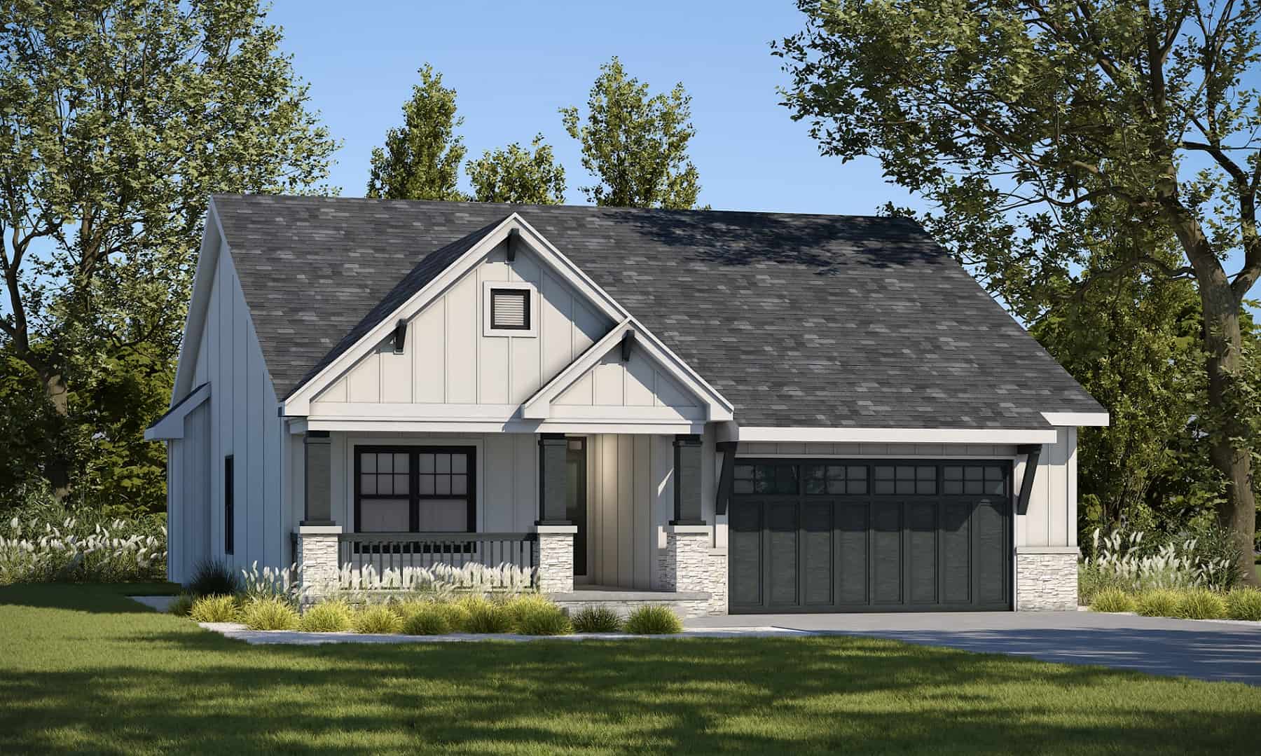 Front elevation of Modern Farmhouse home (ThePlanCollection: House Plan #120-2784)