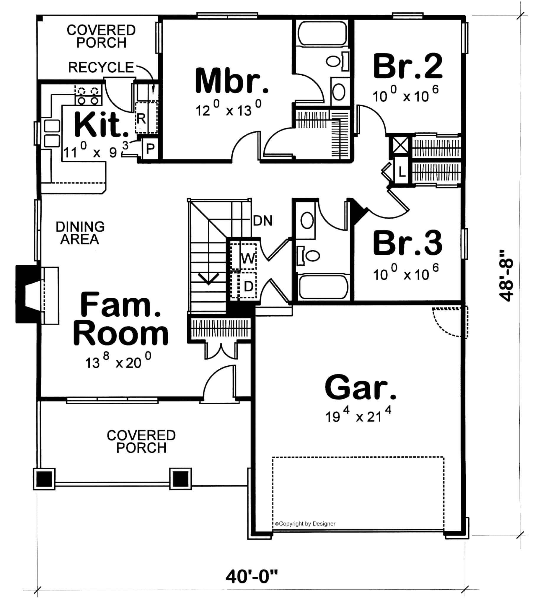 Main Level of Craftsman Plan #120-2785