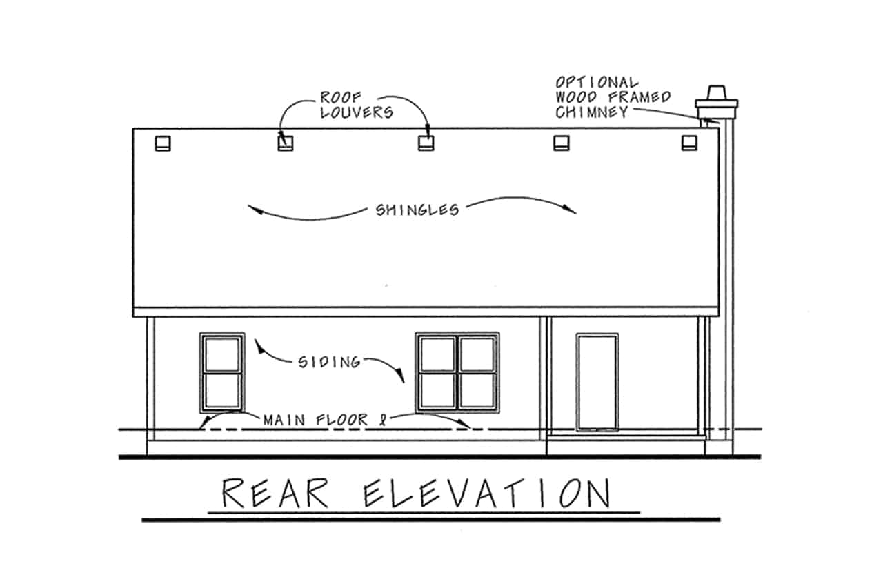 Home Plan Rear Elevation of this 3-Bedroom,1195 Sq Ft Plan -120-2785