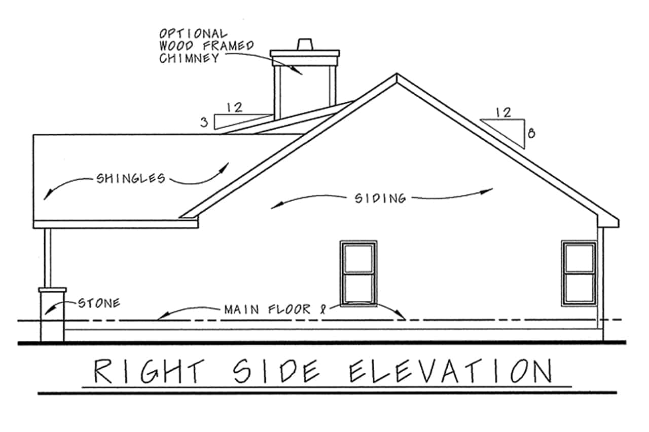 Home Plan Right Elevation of this 3-Bedroom,1195 Sq Ft Plan -120-2785