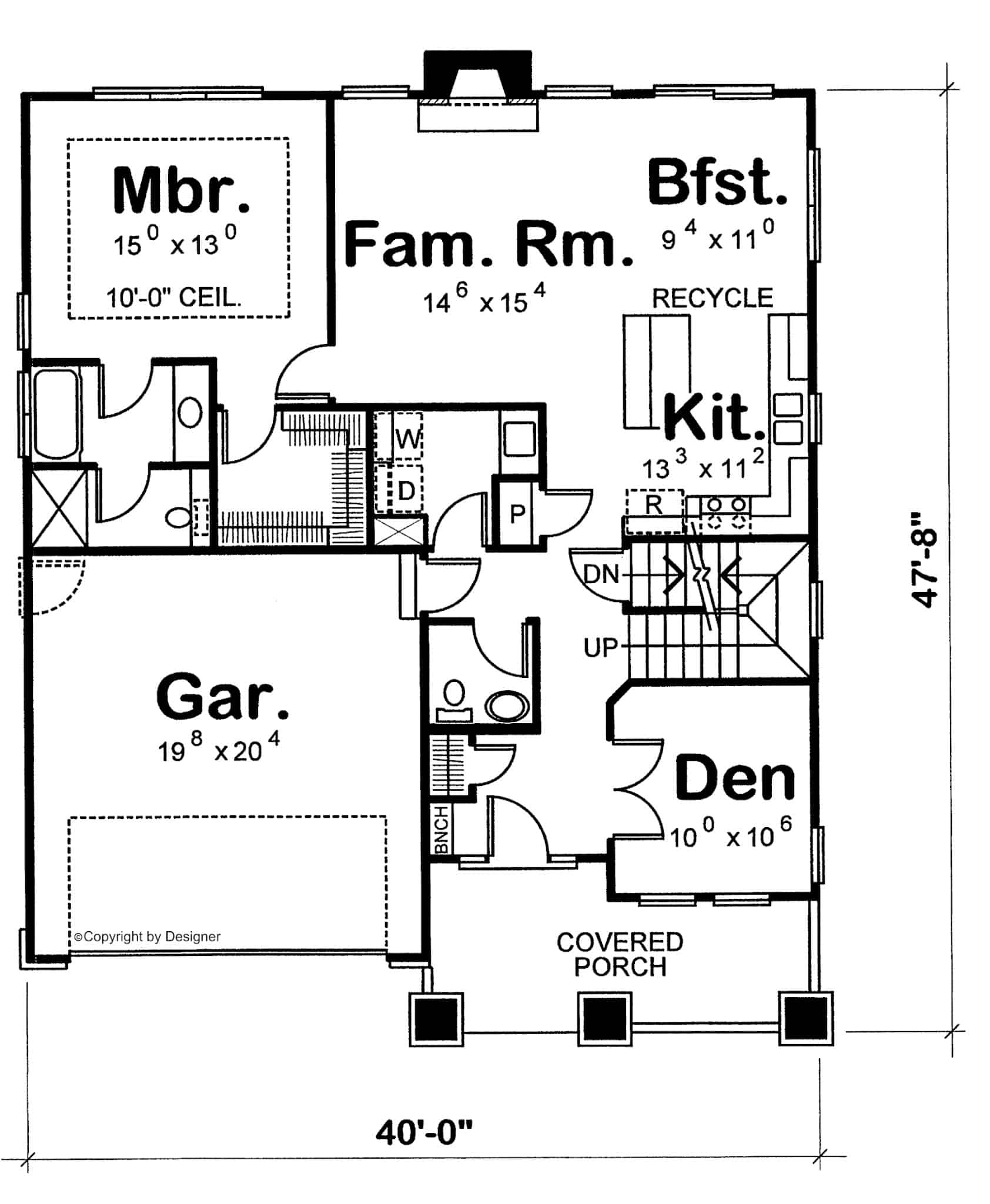 Main Level of Craftsman Plan #120-2786