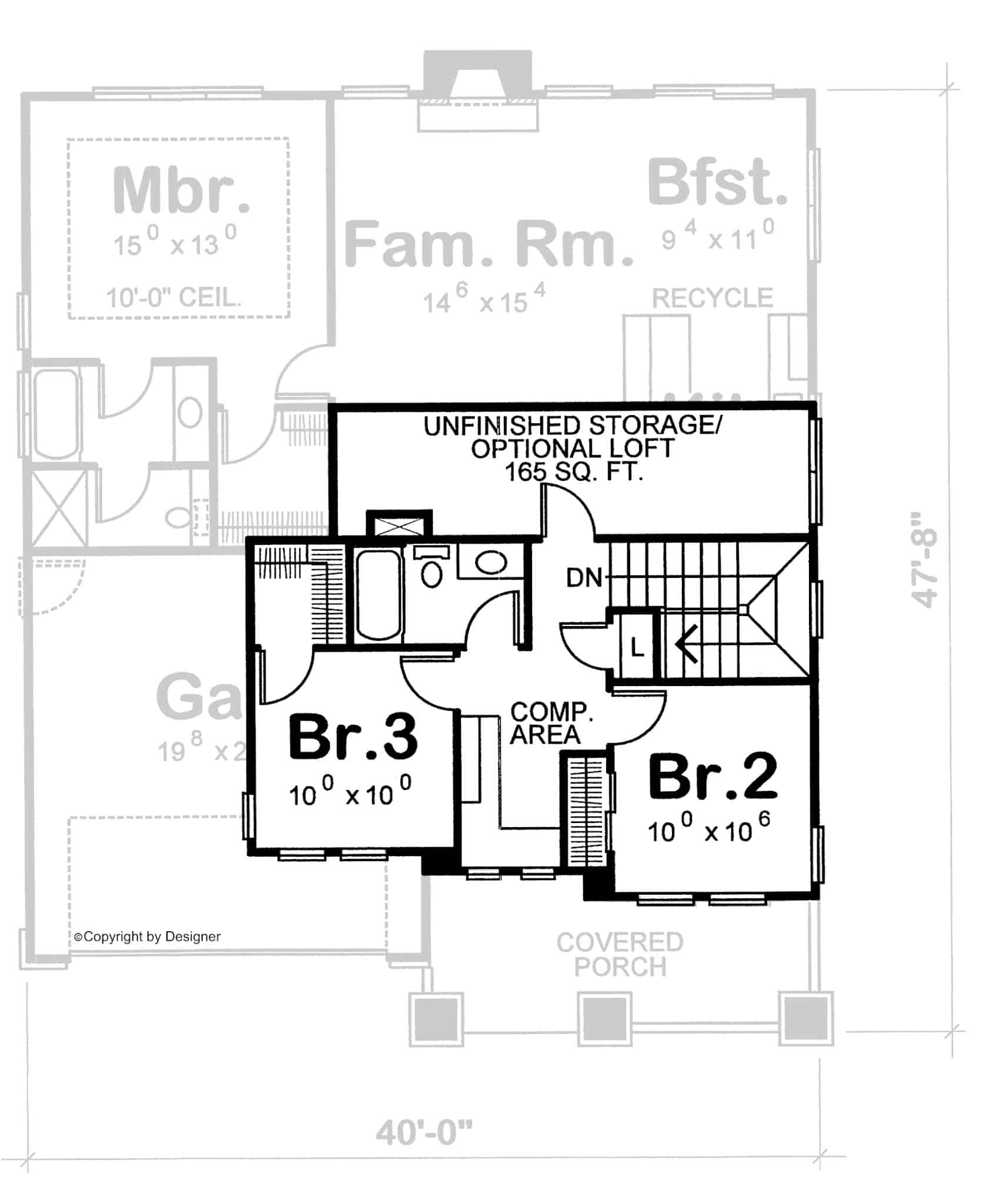 Upper Level of Craftsman Plan #120-2786