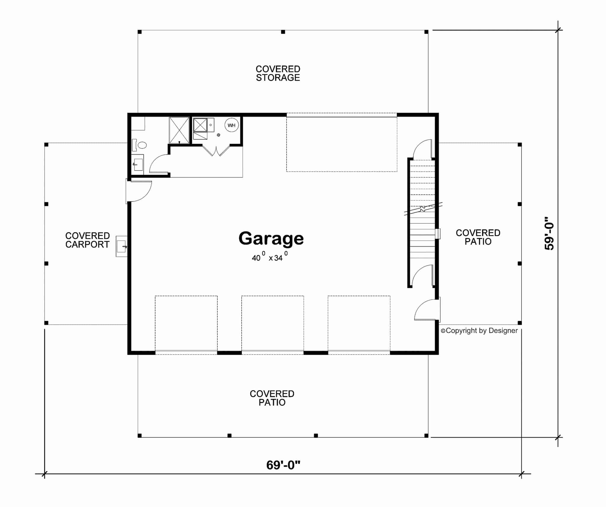 Main Level of Garage w/Apartments Plan #120-2788