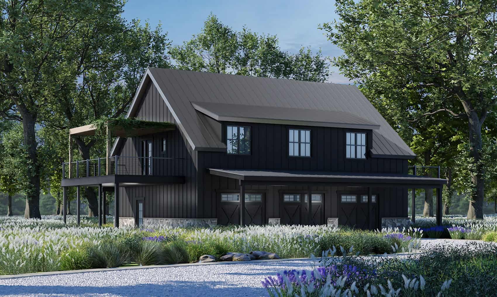 Front elevation of Garage w/Apartments home (ThePlanCollection: House Plan #120-2788)