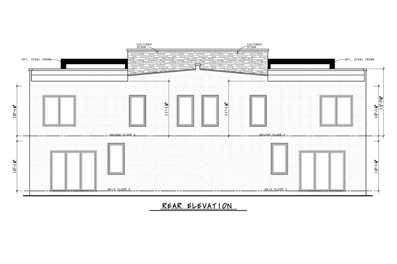 Home Plan Rear Elevation of this 8-Bedroom,2432 Sq Ft Plan -120-2789