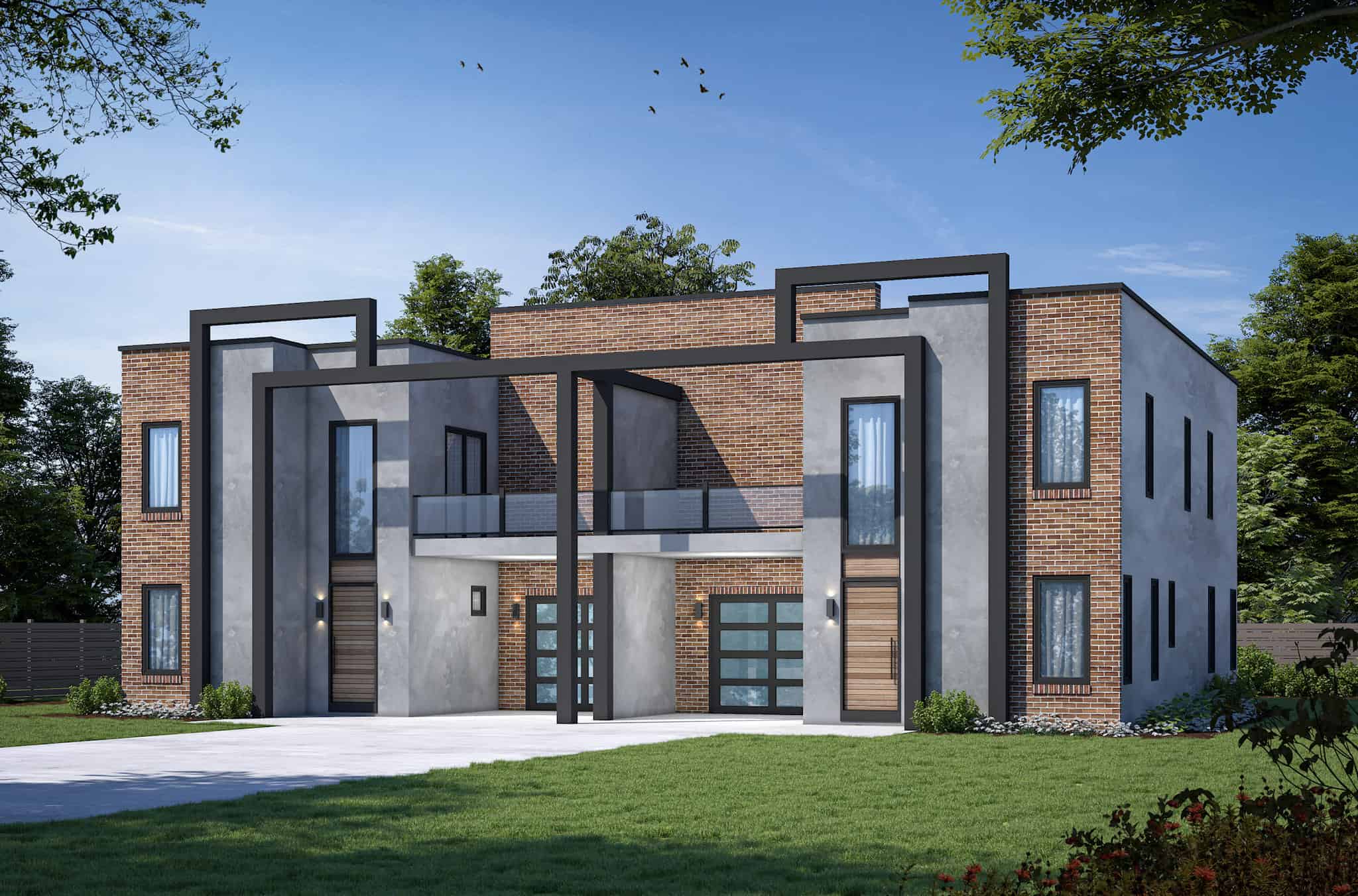 Front elevation of Duplex/Multi-Unit home (ThePlanCollection: House Plan #120-2789)