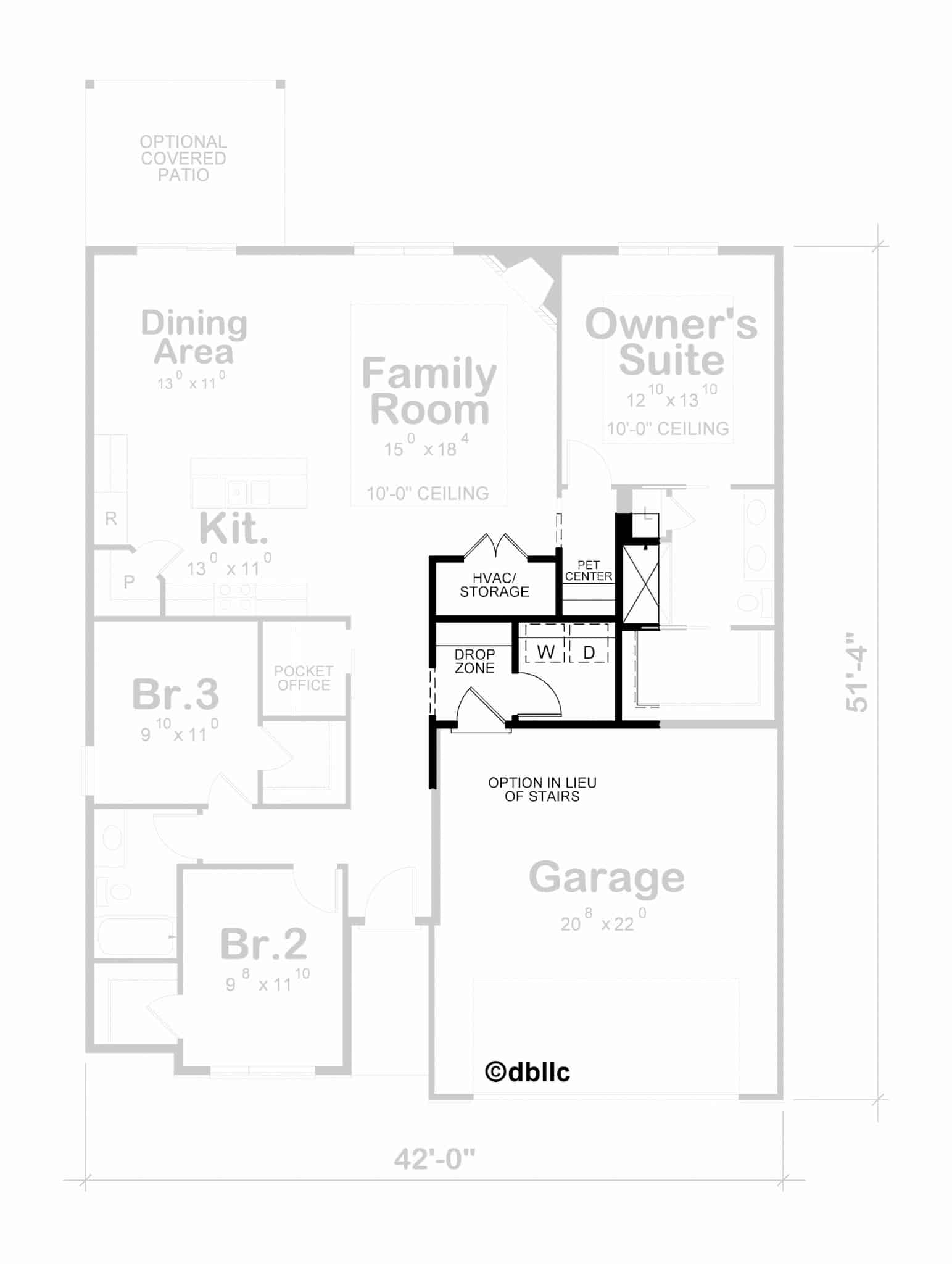 Main Level of Modern Plan #120-2790