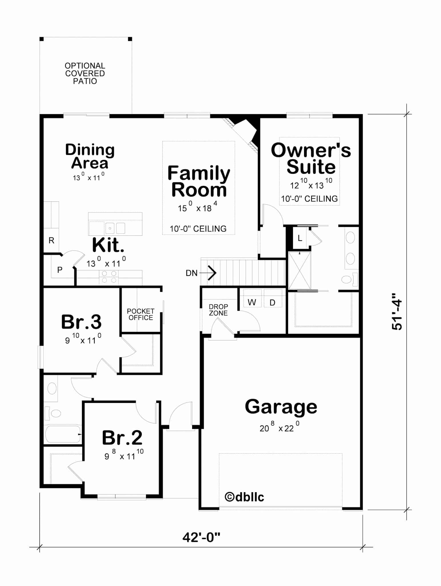 Main Level of Modern Plan #120-2790