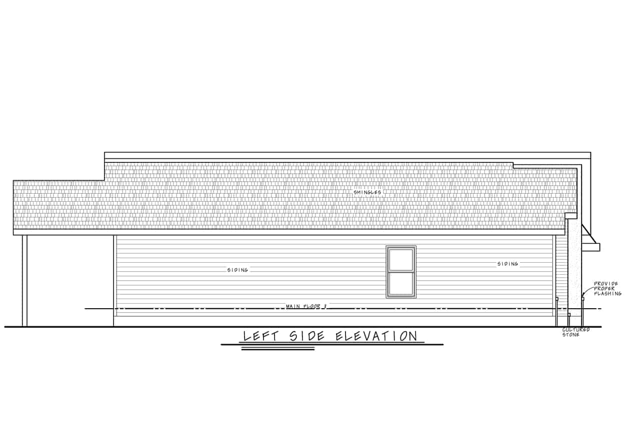 Home Plan Left Elevation of this 3-Bedroom,1603 Sq Ft Plan -120-2790