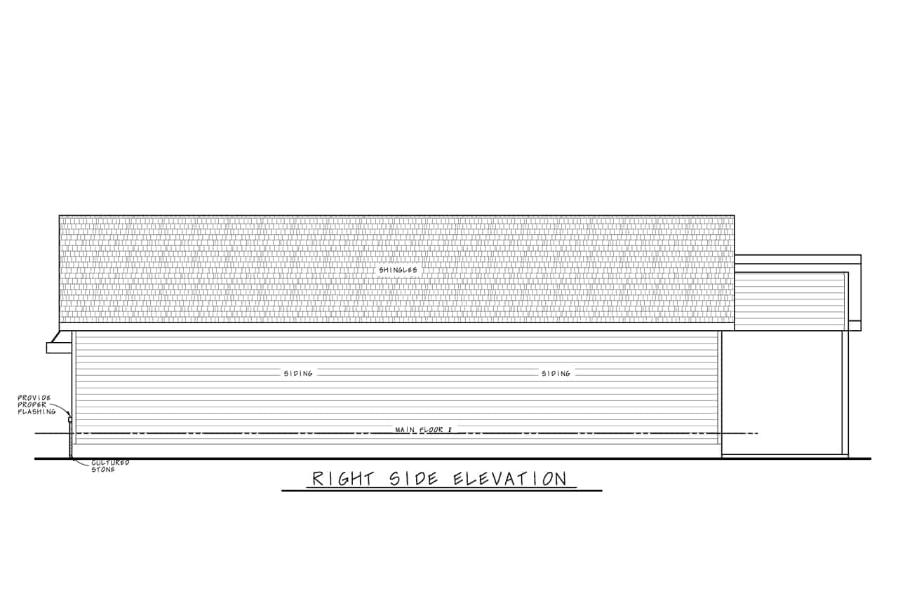 Home Plan Right Elevation of this 3-Bedroom,1603 Sq Ft Plan -120-2790