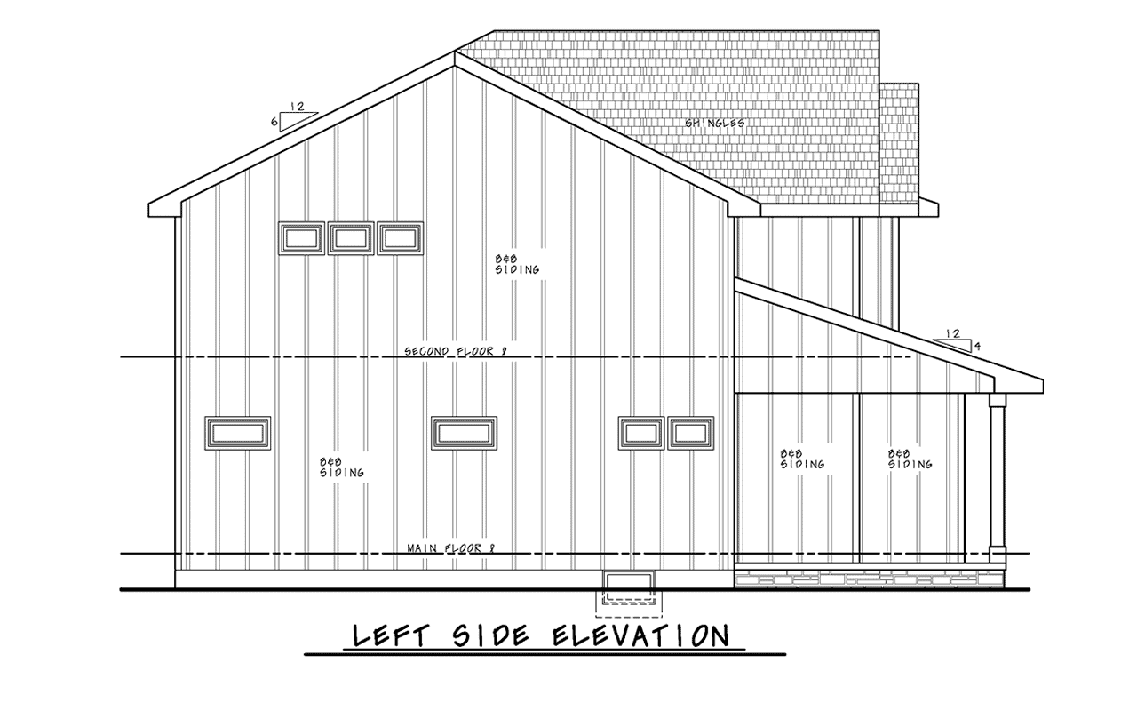 Home Plan Left Elevation of this 4-Bedroom,2314 Sq Ft Plan -120-2791