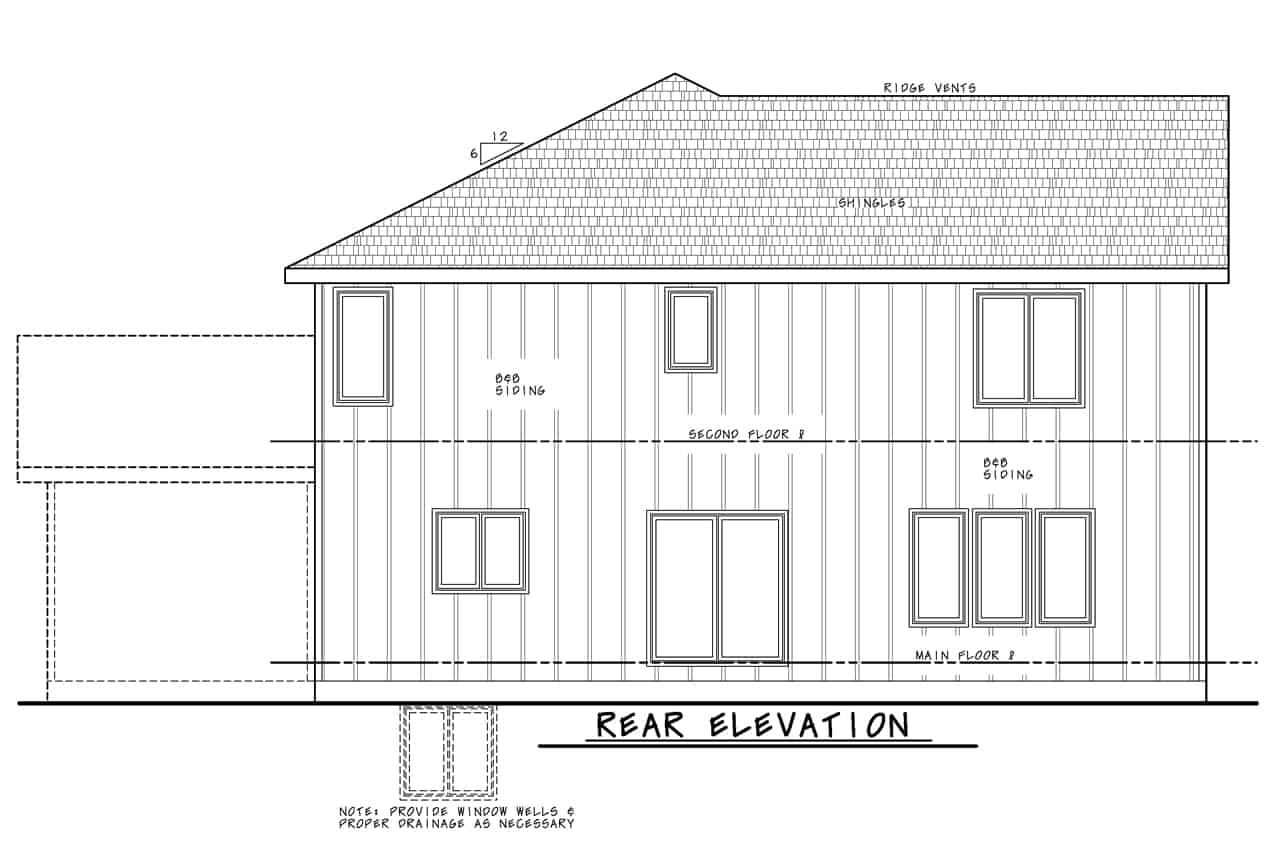 Home Plan Rear Elevation of this 4-Bedroom,2314 Sq Ft Plan -120-2791