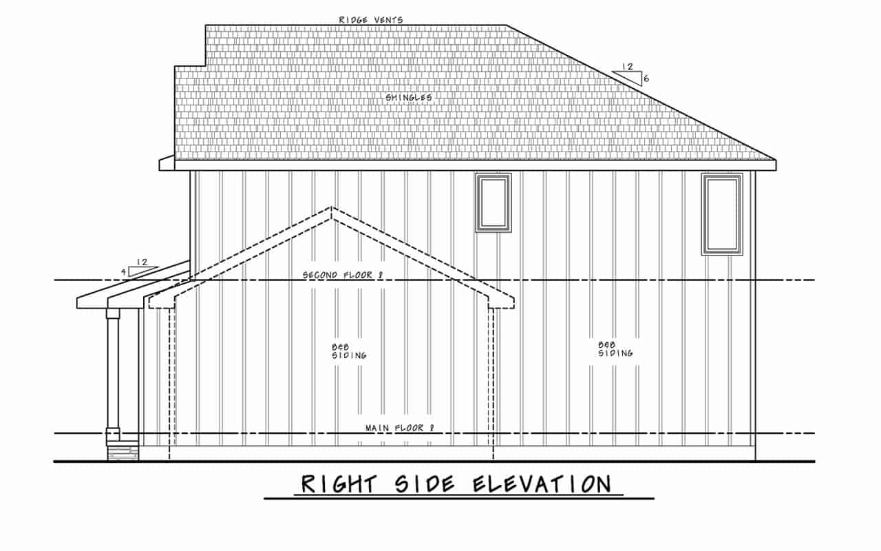 Home Plan Right Elevation of this 4-Bedroom,2314 Sq Ft Plan -120-2791