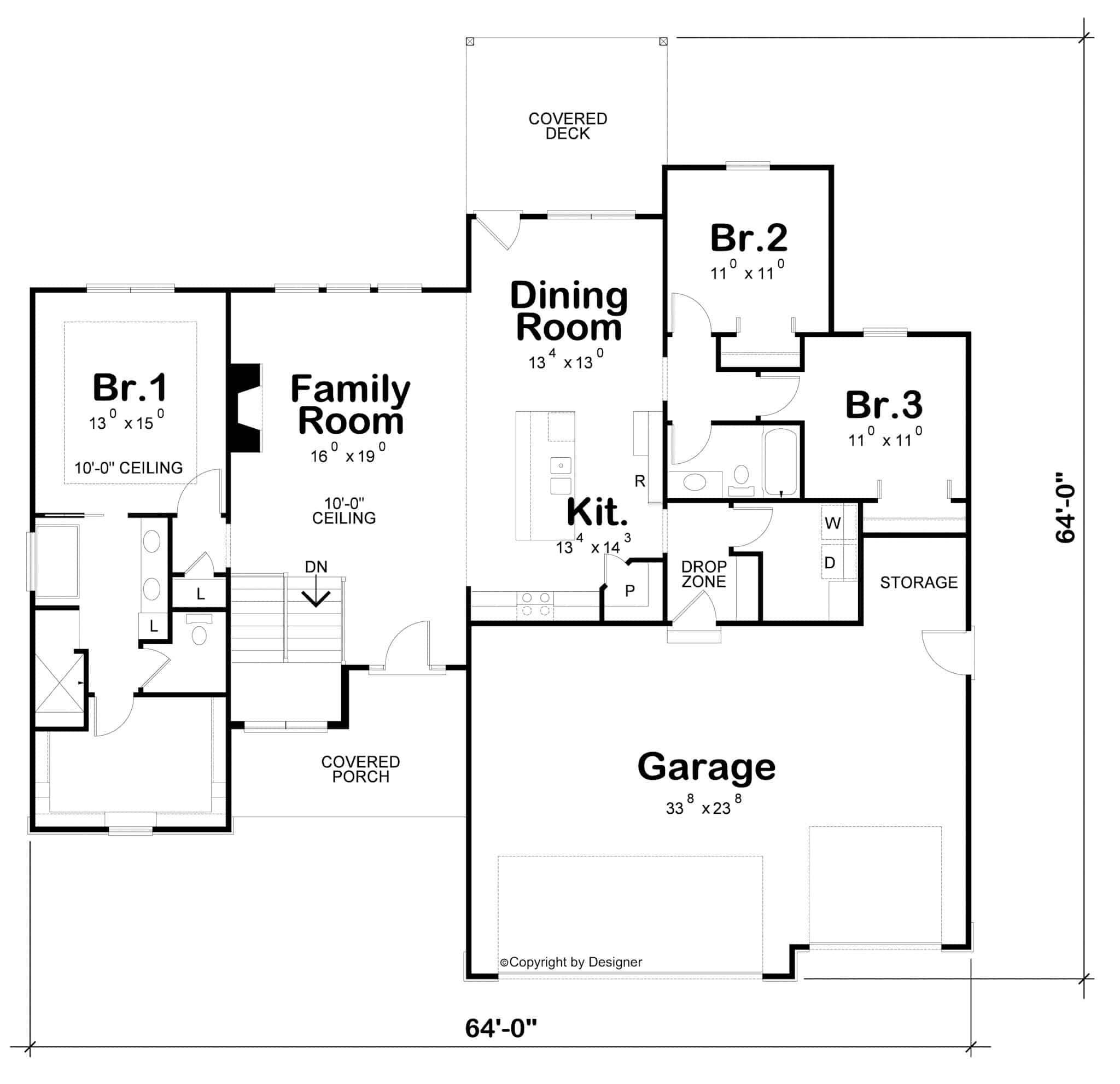 Main Level of Modern Farmhouse Plan #120-2794