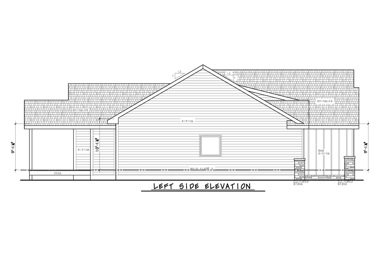 Home Plan Left Elevation of this 3-Bedroom,1836 Sq Ft Plan -120-2794