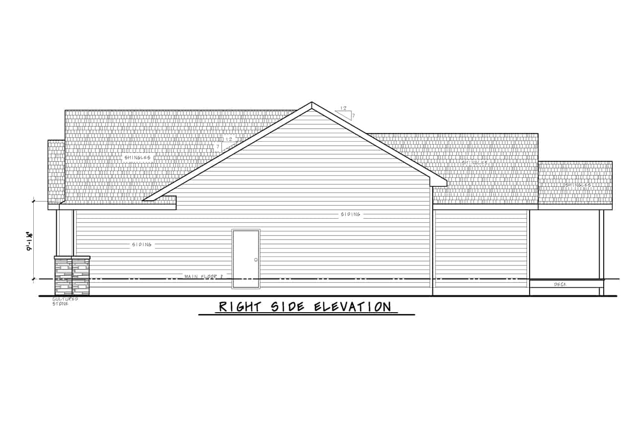Home Plan Right Elevation of this 3-Bedroom,1836 Sq Ft Plan -120-2794