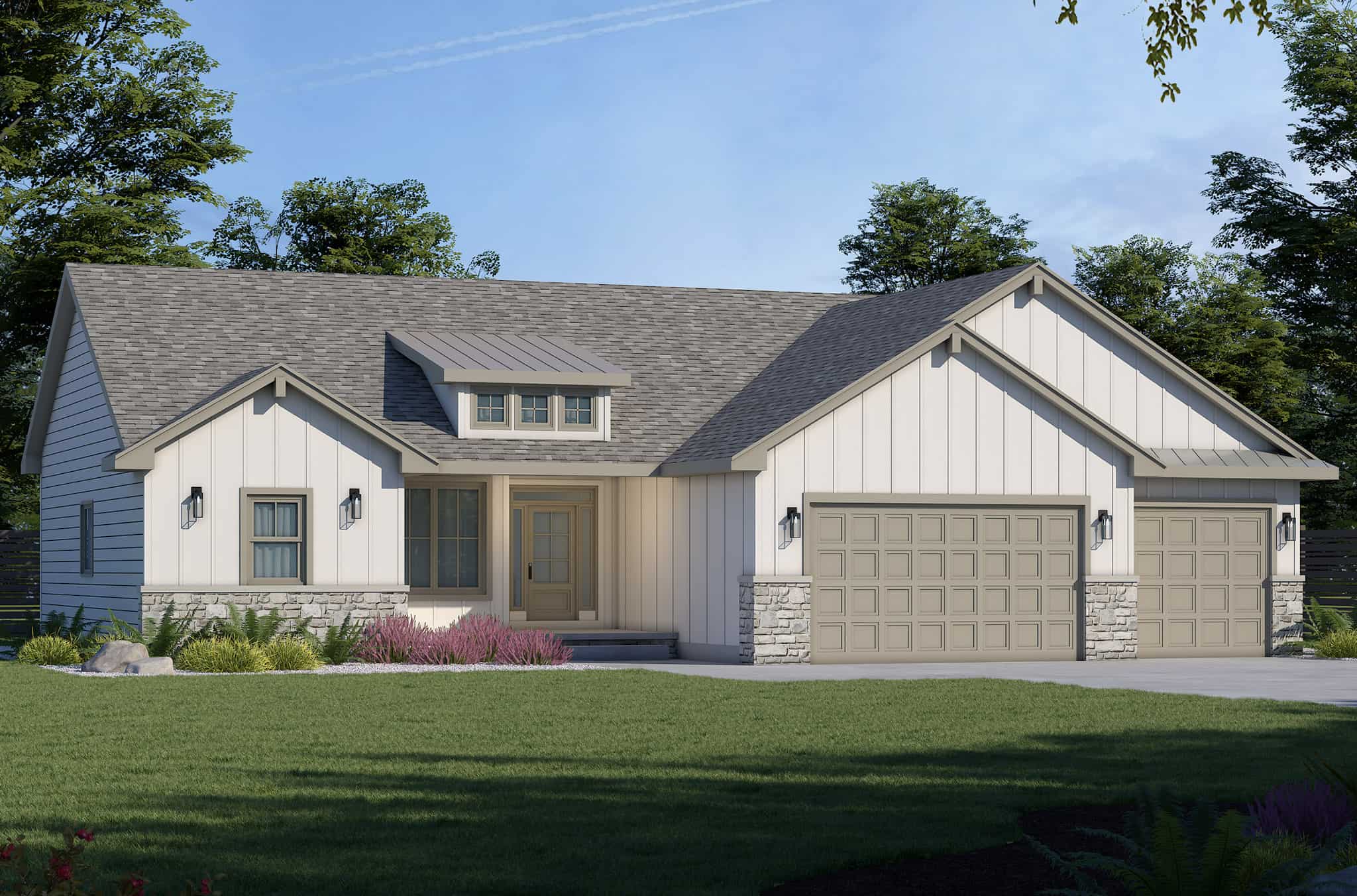 Front elevation of Modern Farmhouse home (ThePlanCollection: House Plan #120-2794)
