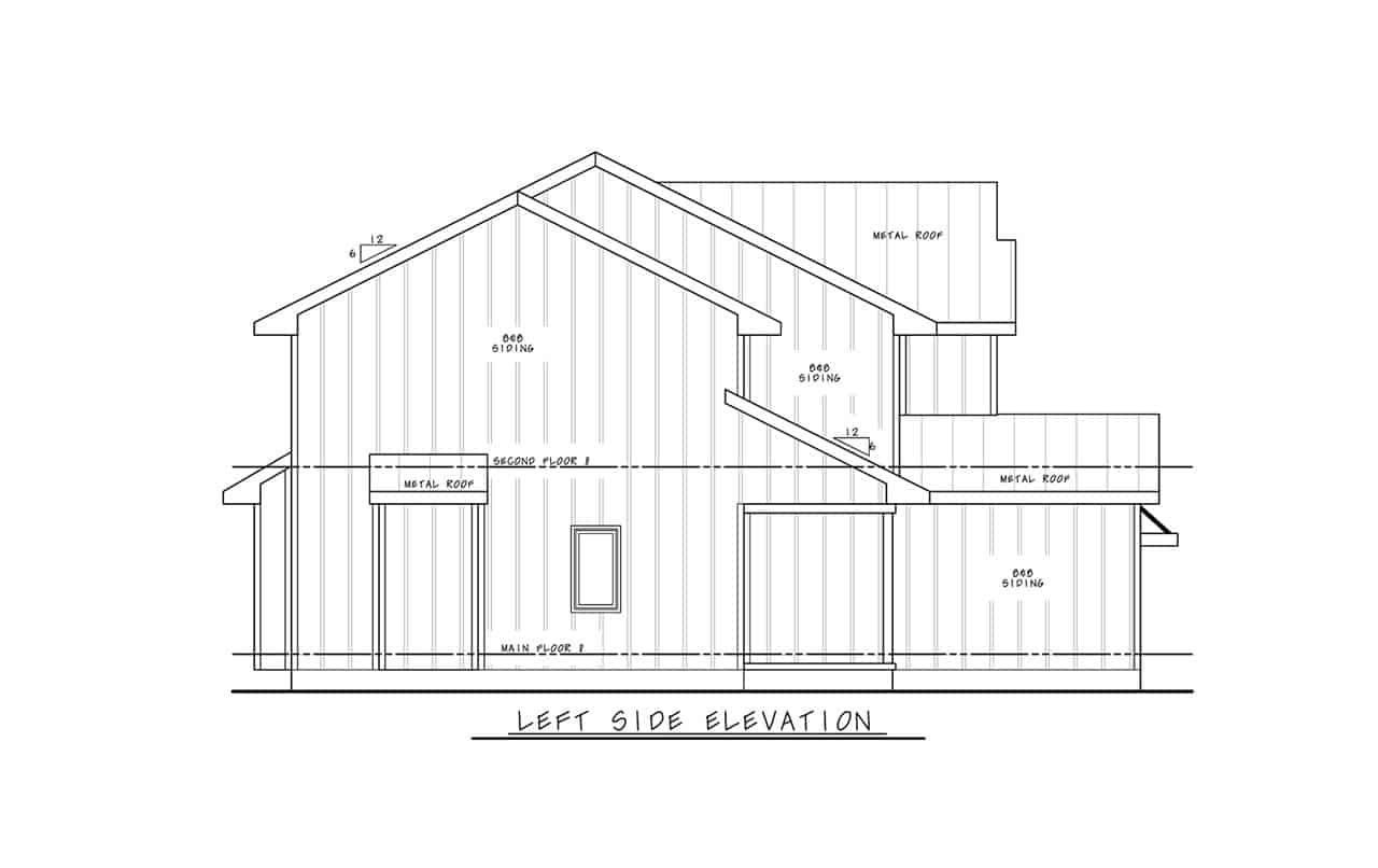 Home Plan Left Elevation of this 3-Bedroom,2836 Sq Ft Plan -120-2795