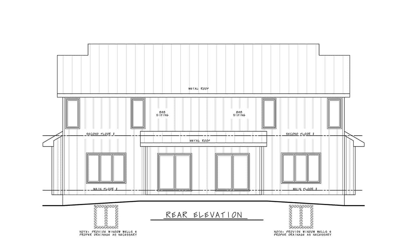 Home Plan Rear Elevation of this 3-Bedroom,2836 Sq Ft Plan -120-2795