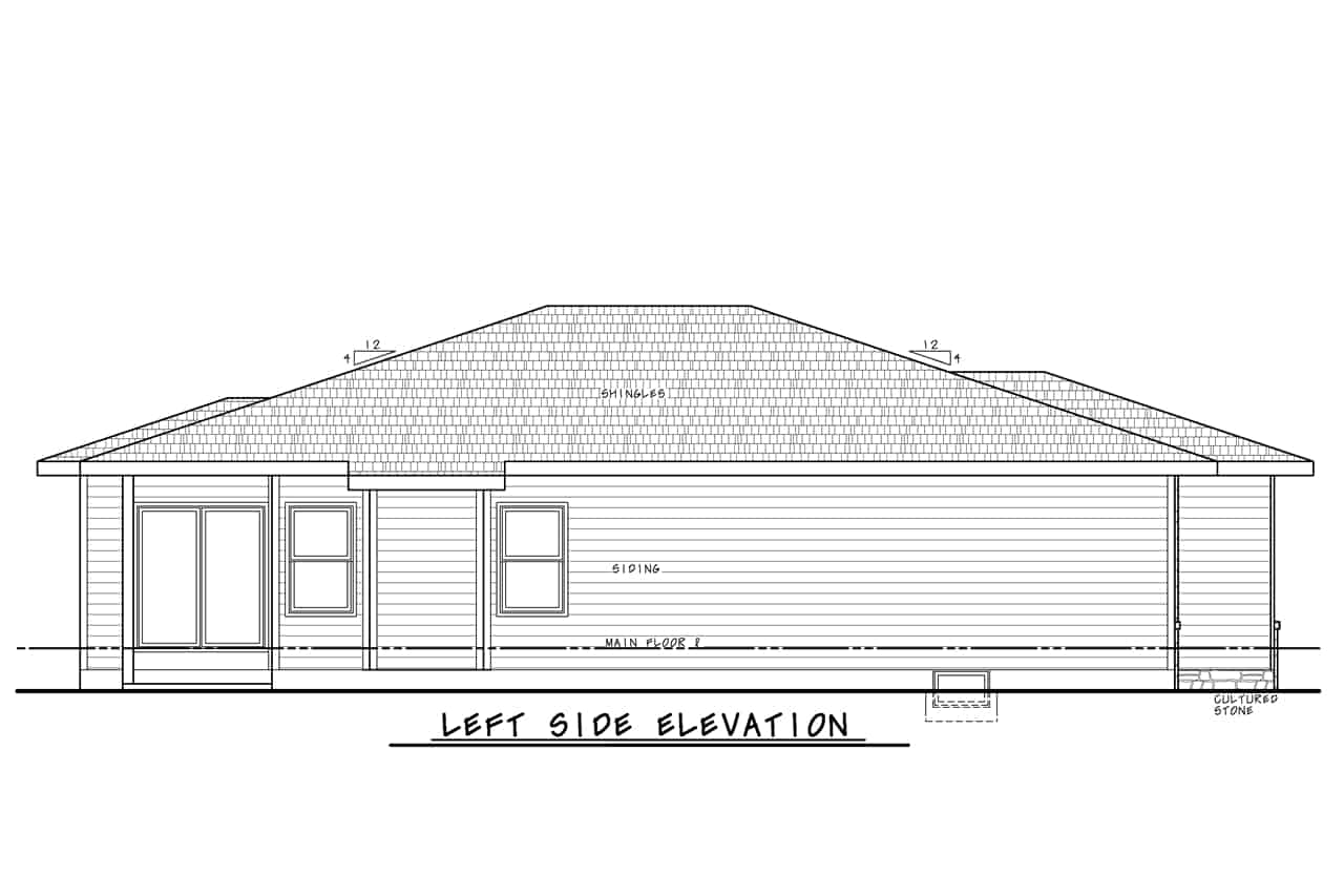 Home Plan Left Elevation of this 2-Bedroom,1471 Sq Ft Plan -120-2796