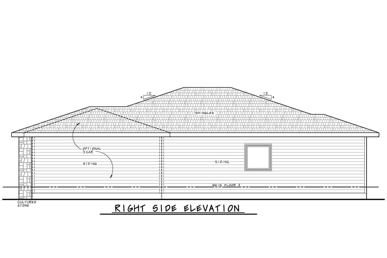 Home Plan Right Elevation of this 2-Bedroom,1471 Sq Ft Plan -120-2796
