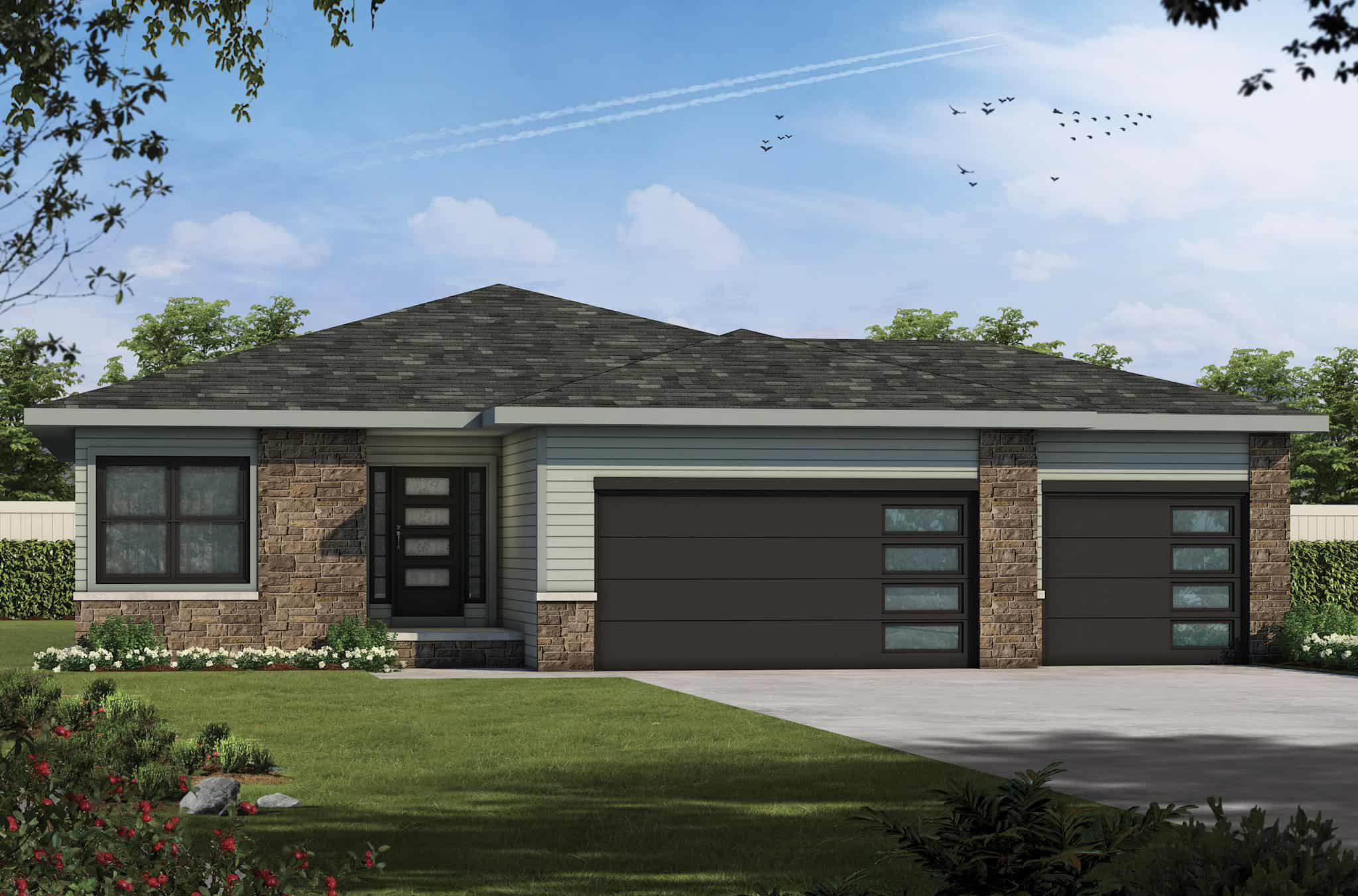 Front elevation of Contemporary home (ThePlanCollection: House Plan #120-2796)