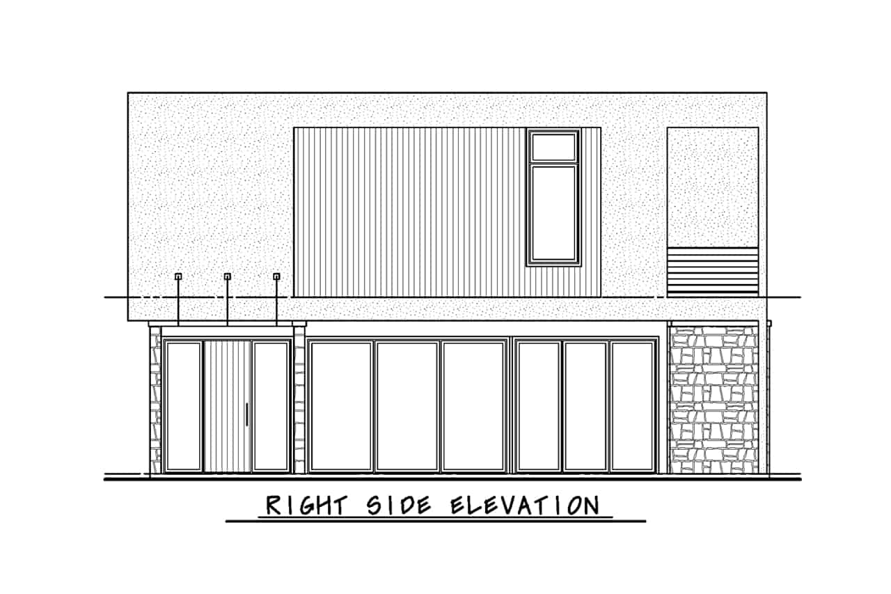 Home Plan Right Elevation of this 1-Bedroom,1072 Sq Ft Plan -120-2797