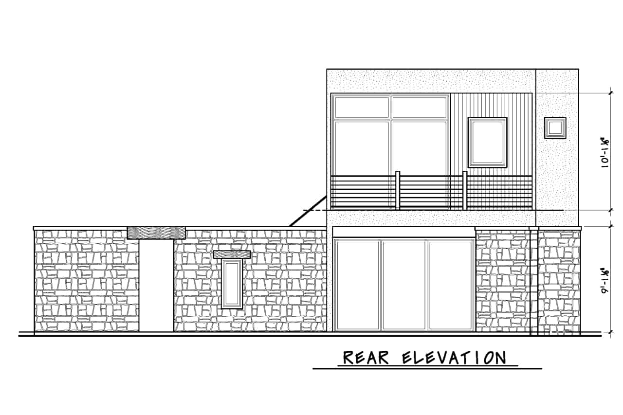 Home Plan Rear Elevation of this 1-Bedroom,1072 Sq Ft Plan -120-2797