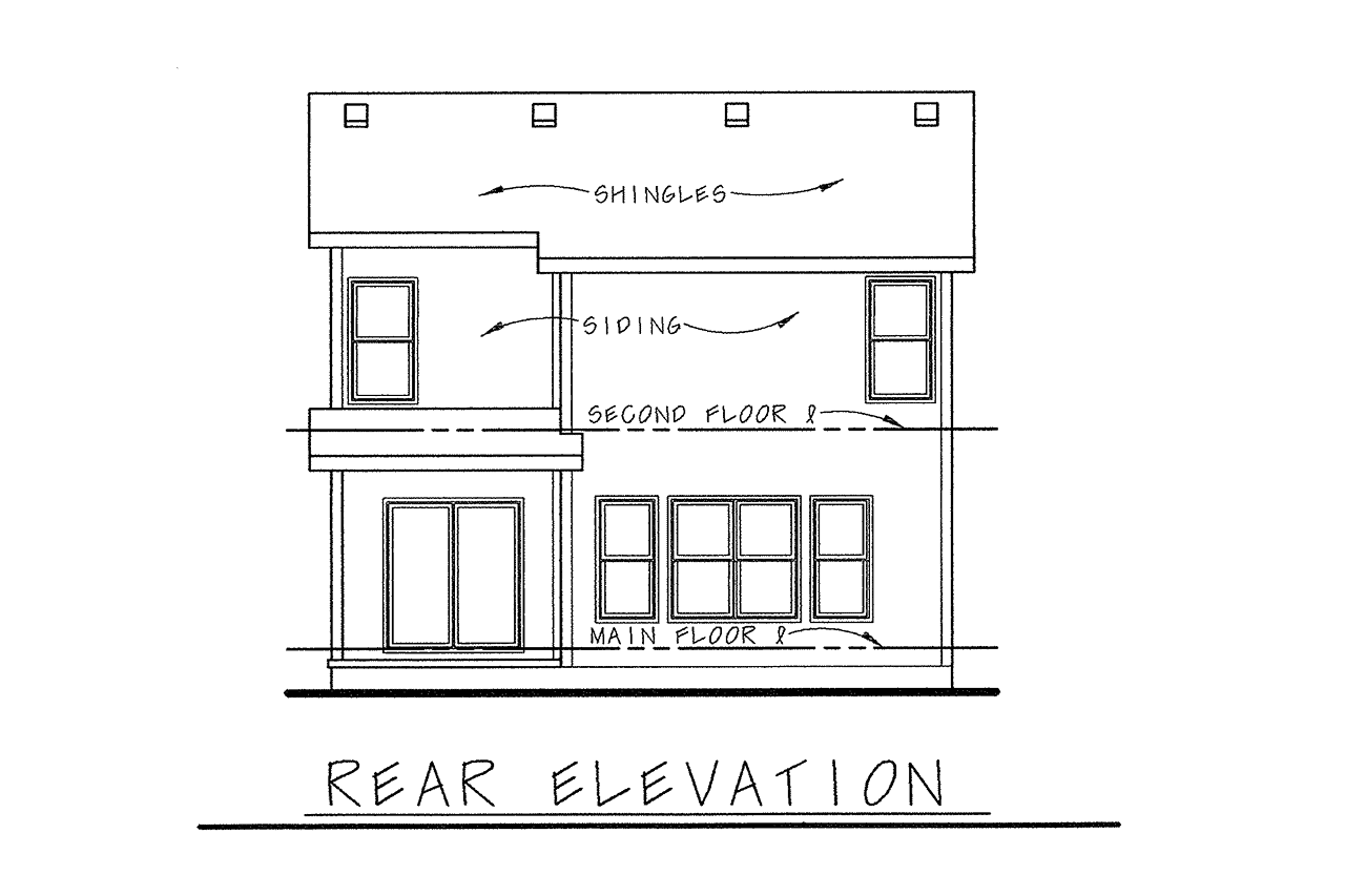 Home Plan Rear Elevation of this 3-Bedroom,1540 Sq Ft Plan -120-2798