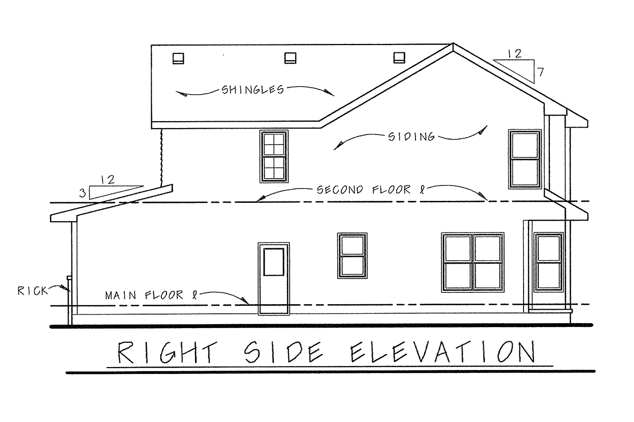 Home Plan Right Elevation of this 3-Bedroom,1540 Sq Ft Plan -120-2798