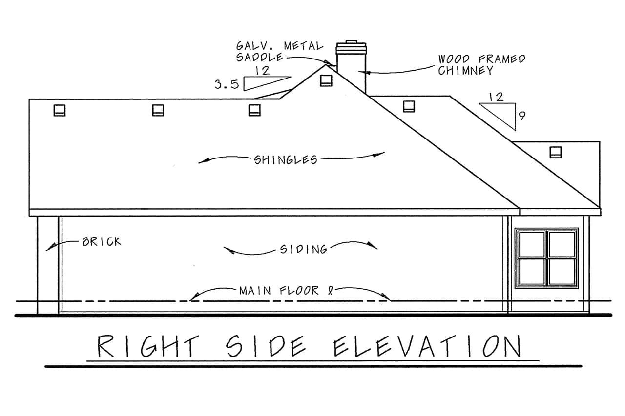 Home Plan Right Elevation of this 2-Bedroom,1335 Sq Ft Plan -120-2799