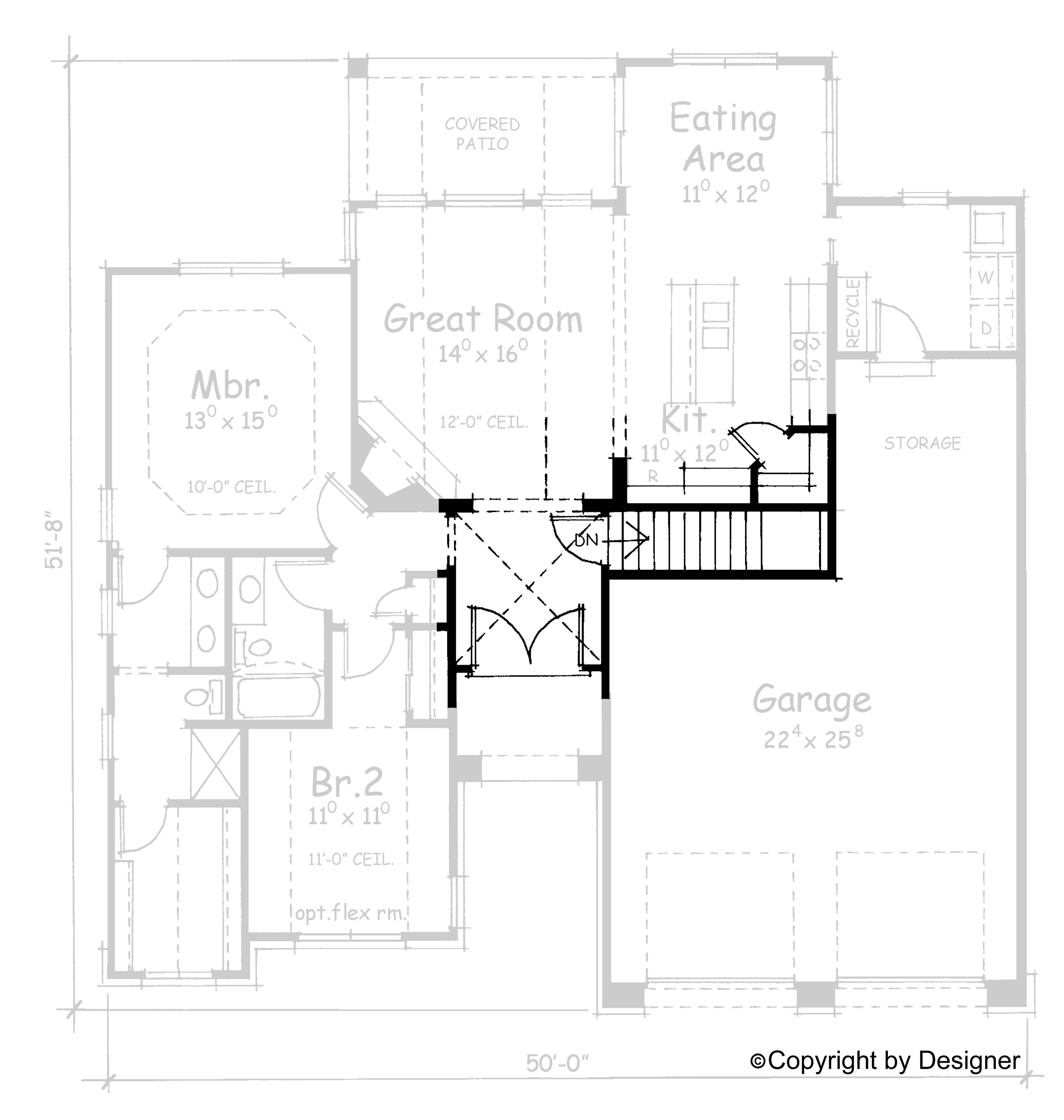 Main Level of Craftsman Plan #120-2799