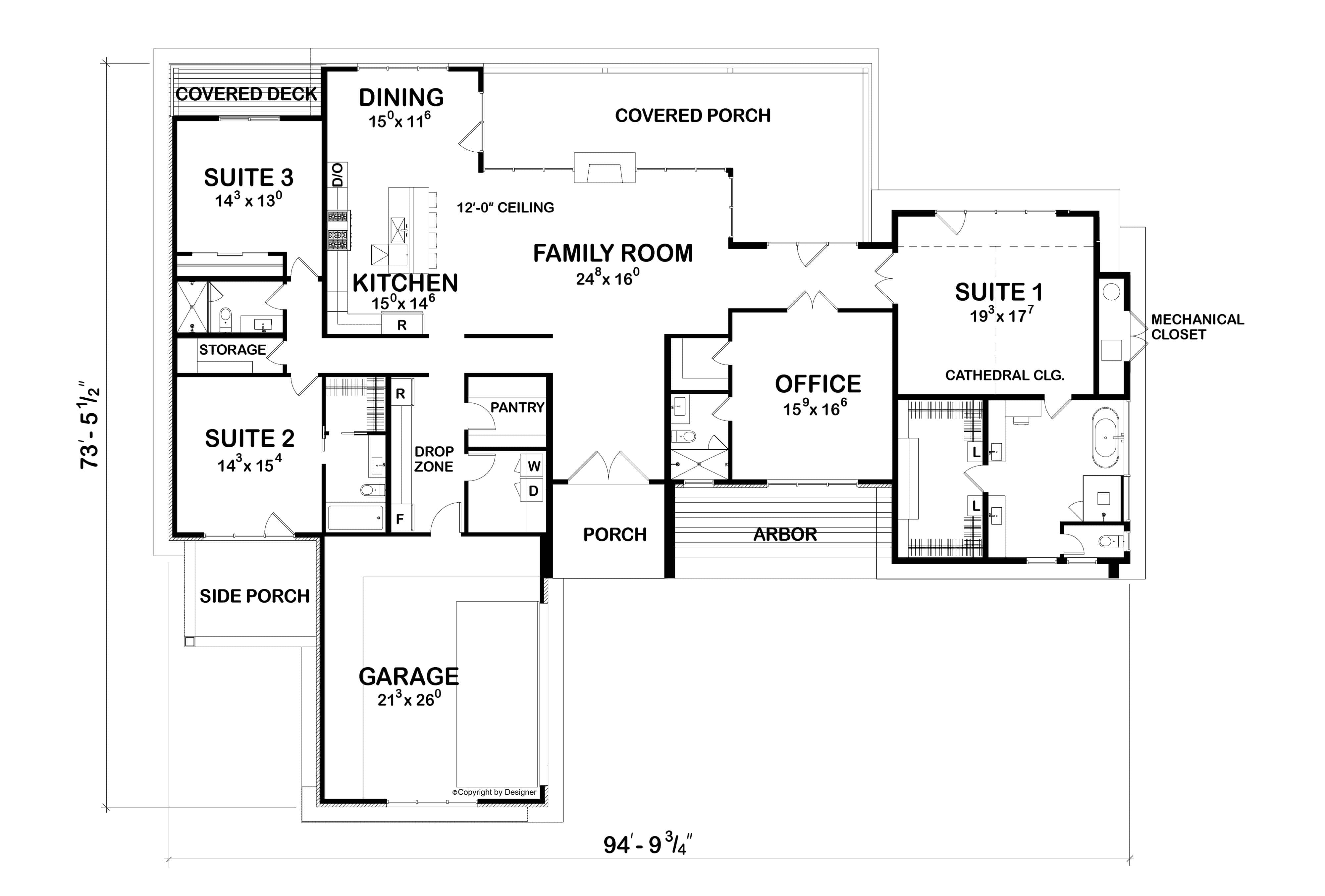 Main Level of Modern Plan #120-2800
