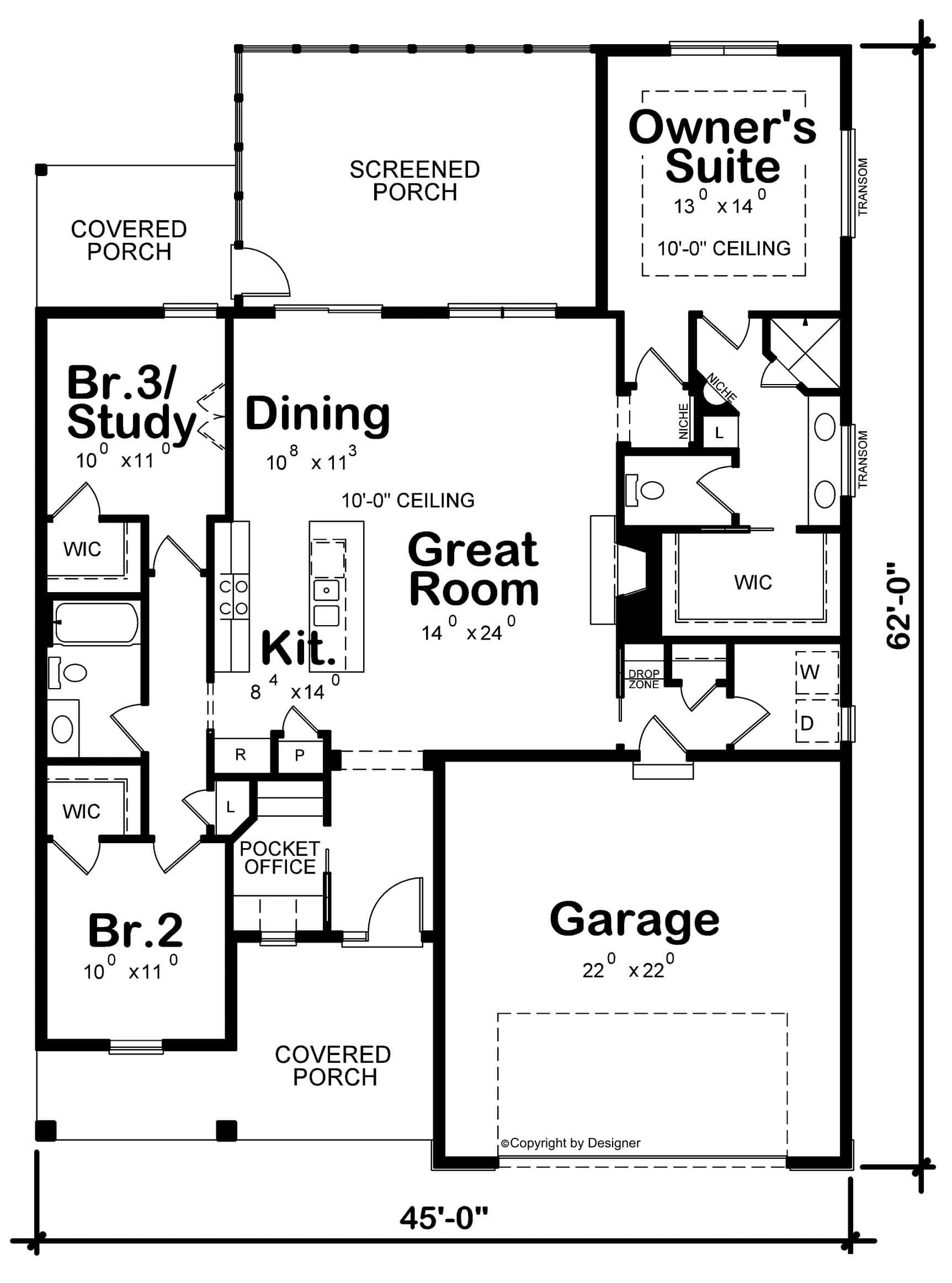 Main Level of Modern Farmhouse Plan #120-2801