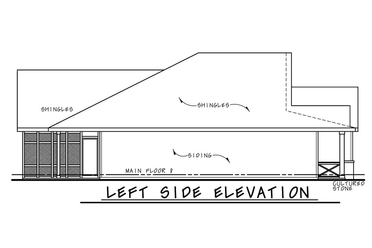 Home Plan Left Elevation of this 3-Bedroom,1619 Sq Ft Plan -120-2801