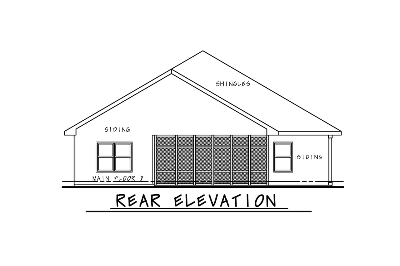 Home Plan Rear Elevation of this 3-Bedroom,1619 Sq Ft Plan -120-2801