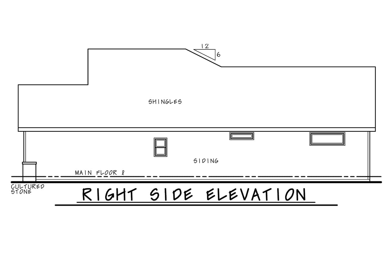 Home Plan Right Elevation of this 3-Bedroom,1619 Sq Ft Plan -120-2801