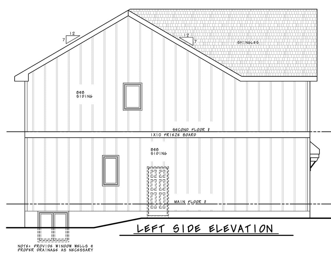 Home Plan Left Elevation of this 4-Bedroom,2134 Sq Ft Plan -120-2802