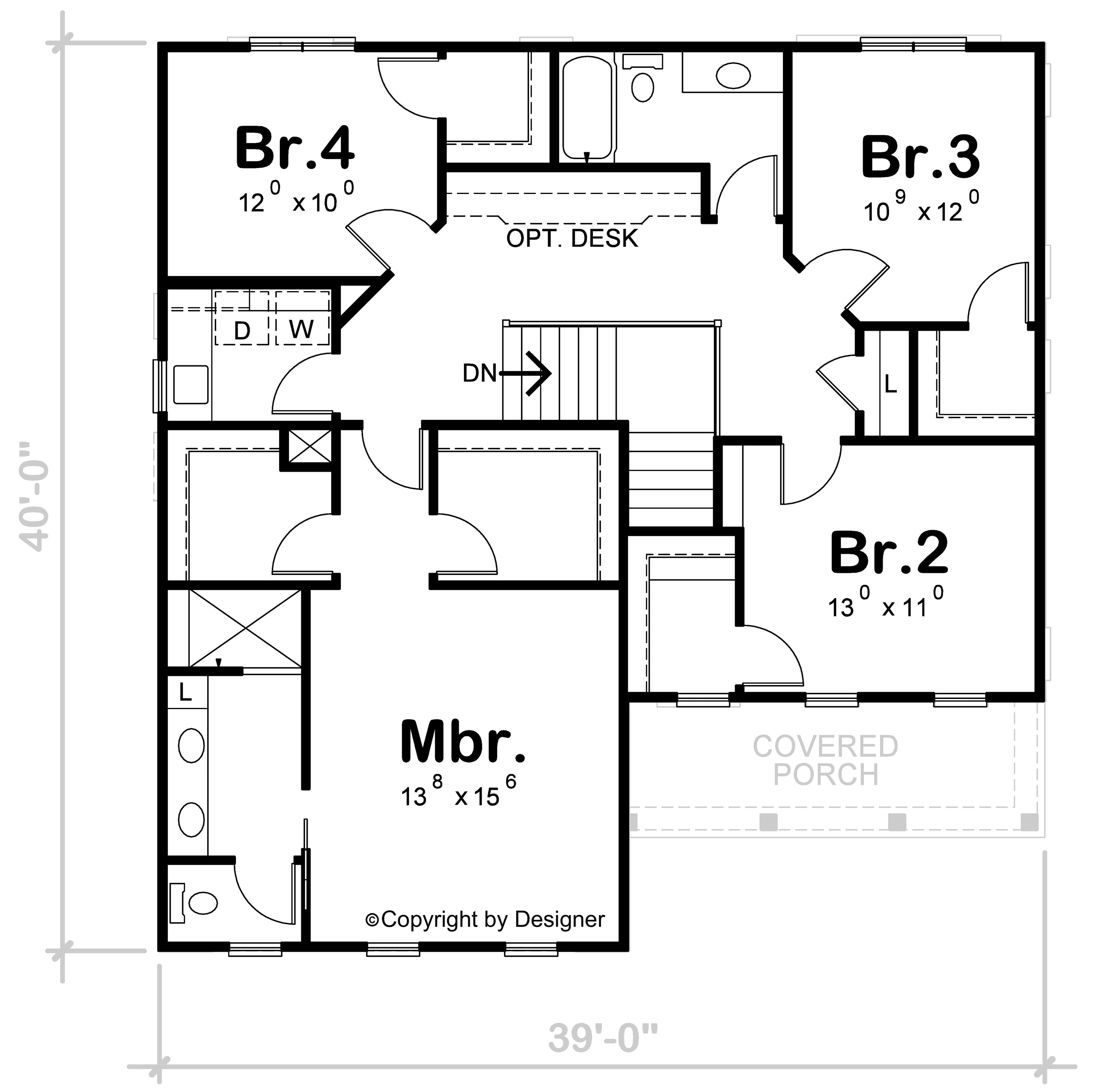 Upper Level of Modern Farmhouse Plan #120-2802