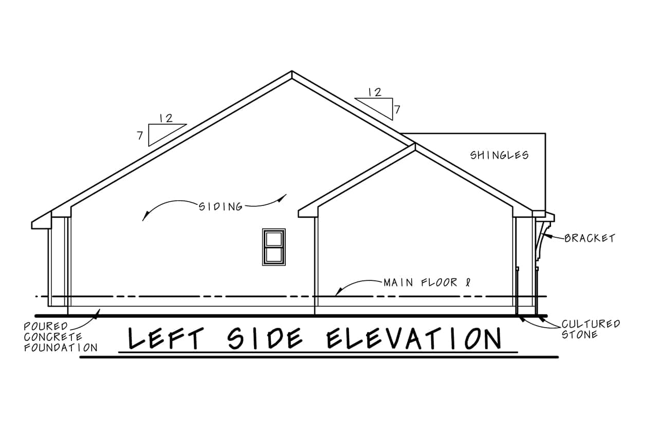 Home Plan Left Elevation of this 3-Bedroom,1642 Sq Ft Plan -120-2803