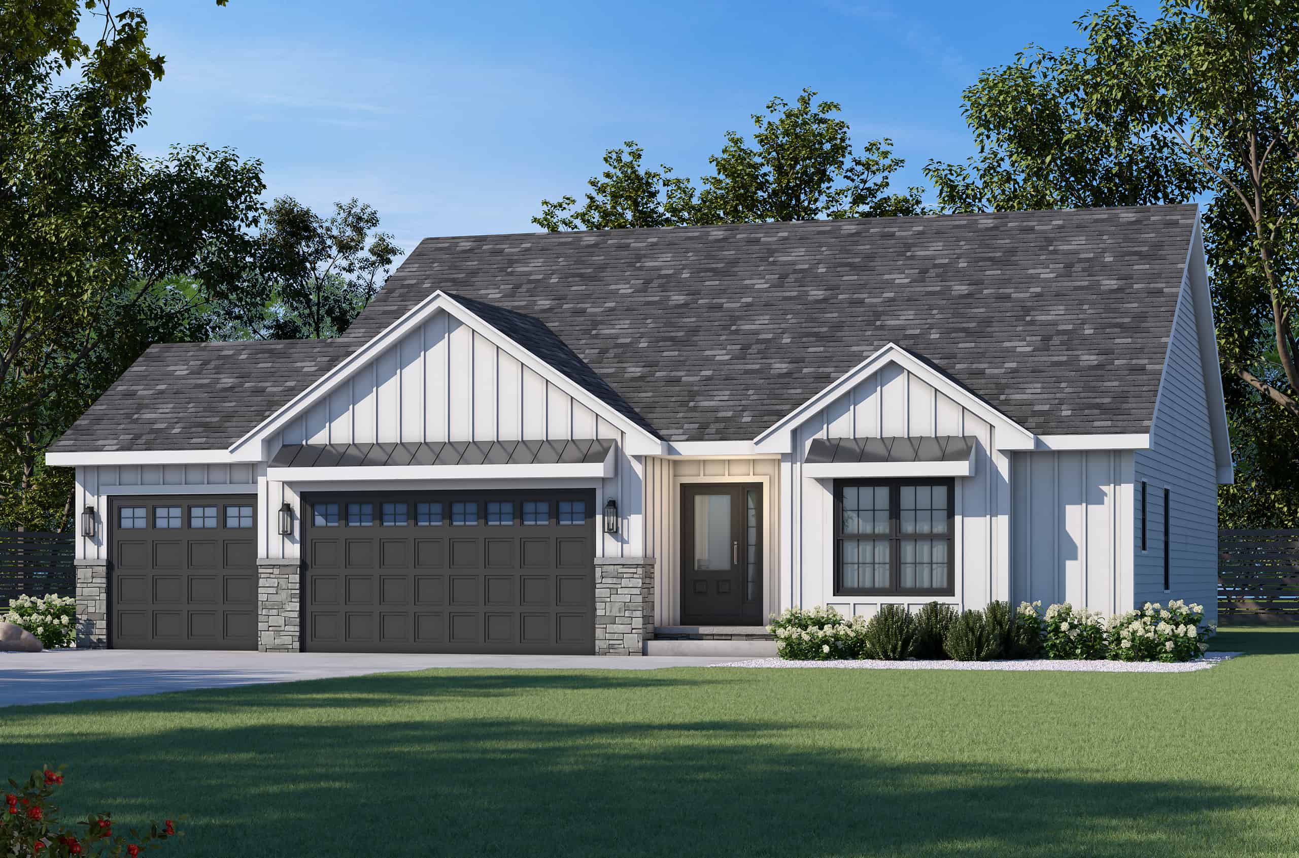 Front elevation of Modern Farmhouse home (ThePlanCollection: House Plan #120-2803)