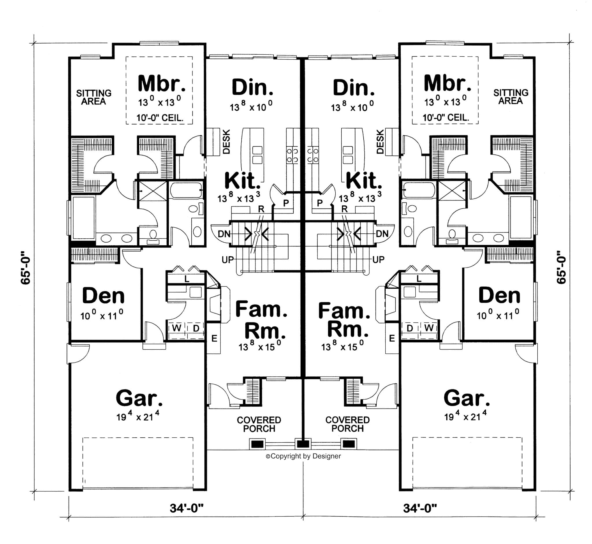 Main Level of Craftsman Plan #120-2804