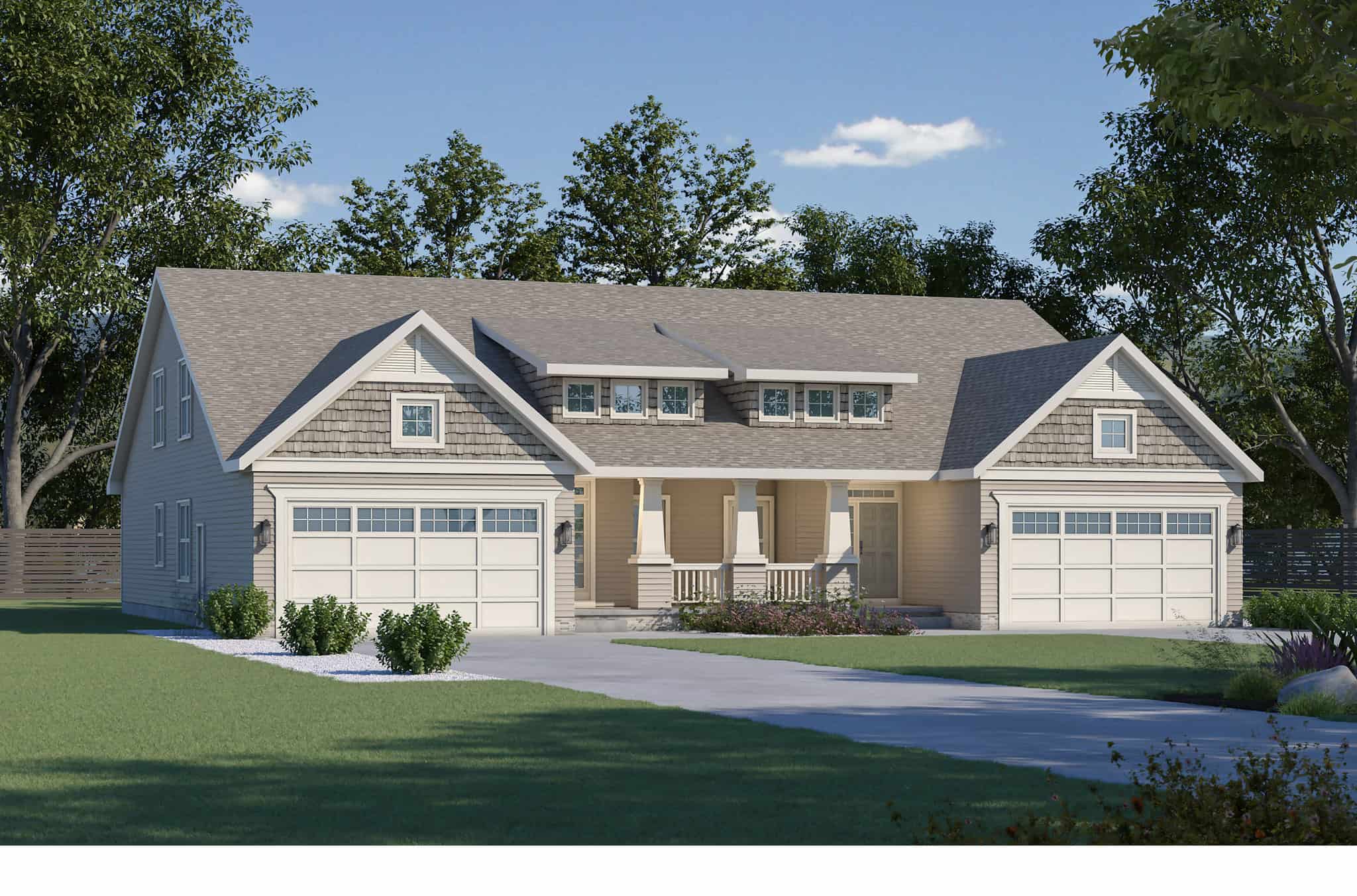 Front elevation of Craftsman home (ThePlanCollection: House Plan #120-2804)