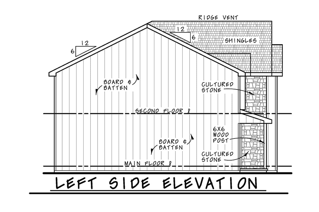Home Plan Left Elevation of this 3-Bedroom,3056 Sq Ft Plan -120-2806
