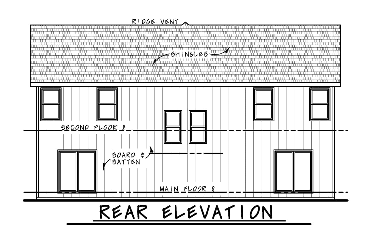 Home Plan Rear Elevation of this 3-Bedroom,3056 Sq Ft Plan -120-2806